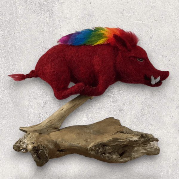 Ruby the rainbow razorback (sculpture)
